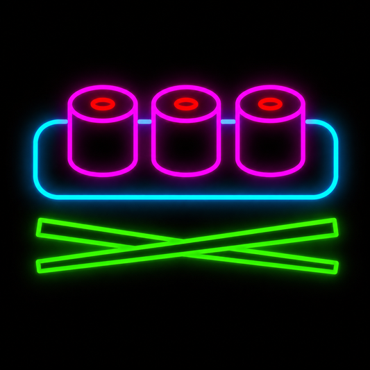 Minimalist Sushi Rolls LED Neon Sign with Chopsticks Japanese Food Neon Light Wall Decor for Restaurant Bar