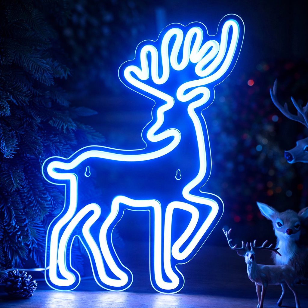 Christmas Reindeer Neon Sign LED Wall Light for Holiday Decor