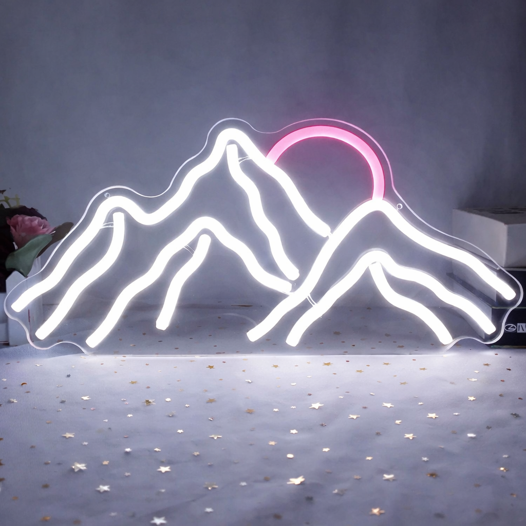 Mountain Sunset LED Neon Sign for Bedroom Wall Decor