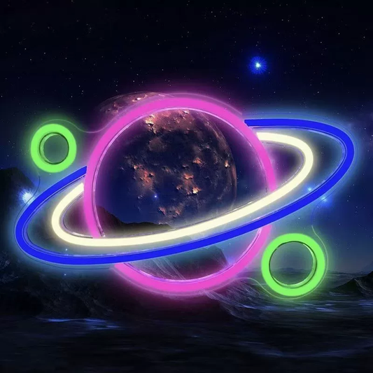 Colorful Planet LED Neon Sign Space Theme Light for Kids Room Bedroom Wall Decor