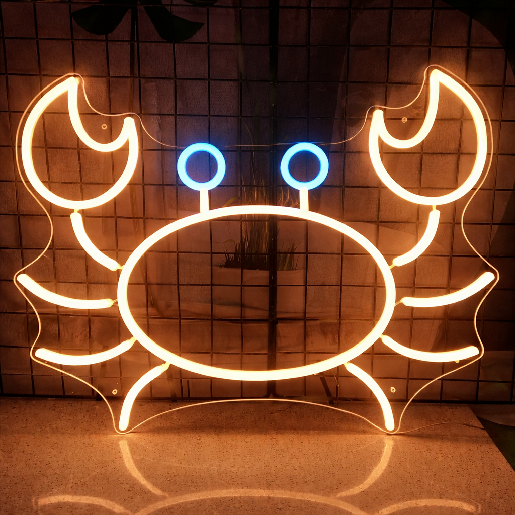 Cute Red Crab LED Neon Sign for Bar Seafood Restaurant Wall Decor
