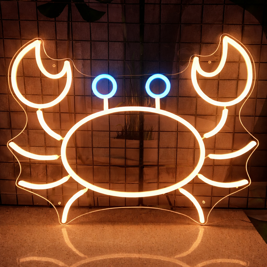 Cute Red Crab LED Neon Sign for Bar Seafood Restaurant Wall Decor