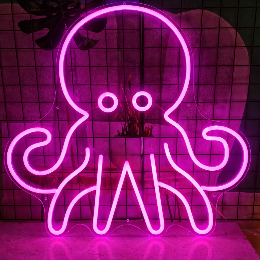 Cute Octopus LED Neon Sign for Kids Room Aquarium Bar Wall Decor