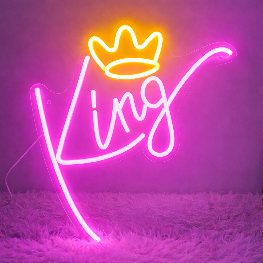 Princess Crown King Neon Sign for Bedroom Aesthetic Wall Decor LED Light