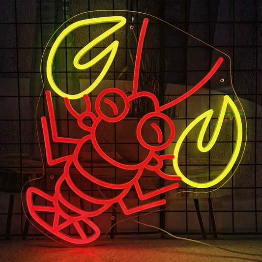 Cute Lobster LED Neon Sign for Bar Seafood Restaurant Wall Decor