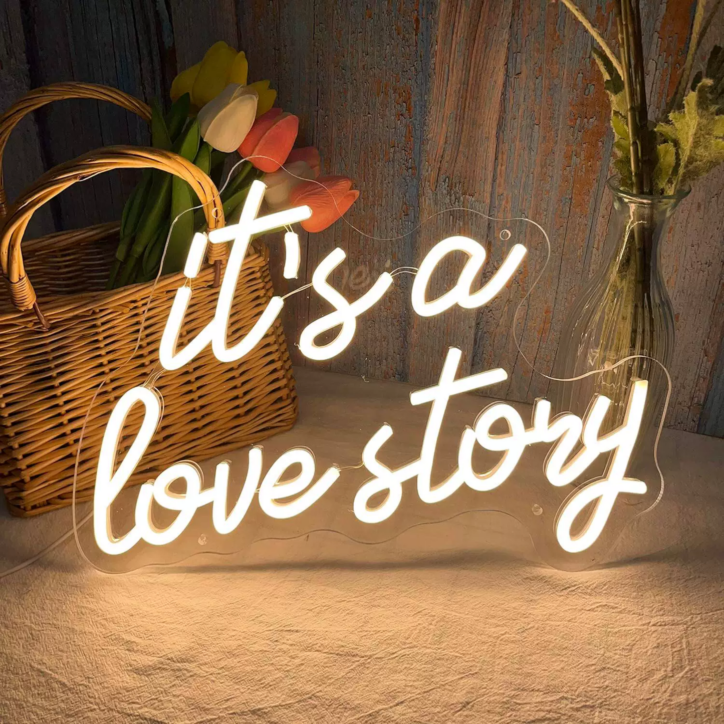 It’s a Love Story LED Neon Sign for Bedroom Romantic Wall Decor Light