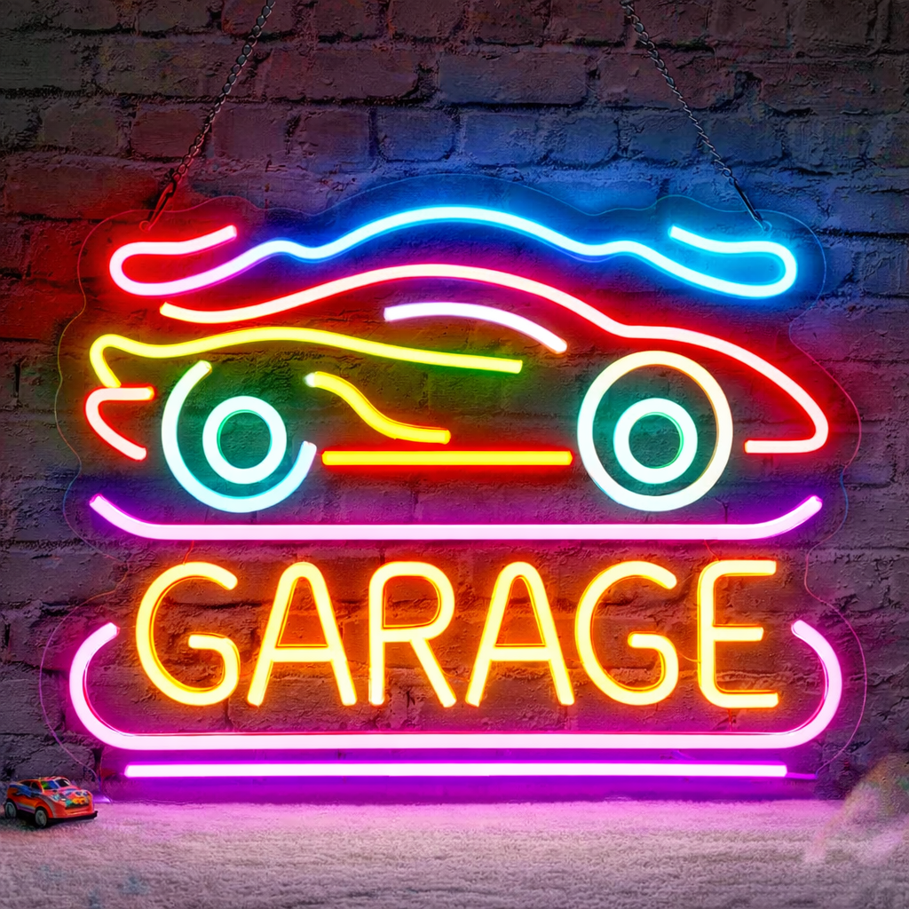 Sports Car Garage LED Neon Sign for Auto Enthusiast Wall Decor