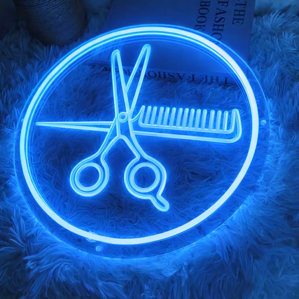 Barber Scissors Neon Sign for Hair Salon Shop Wall Decor