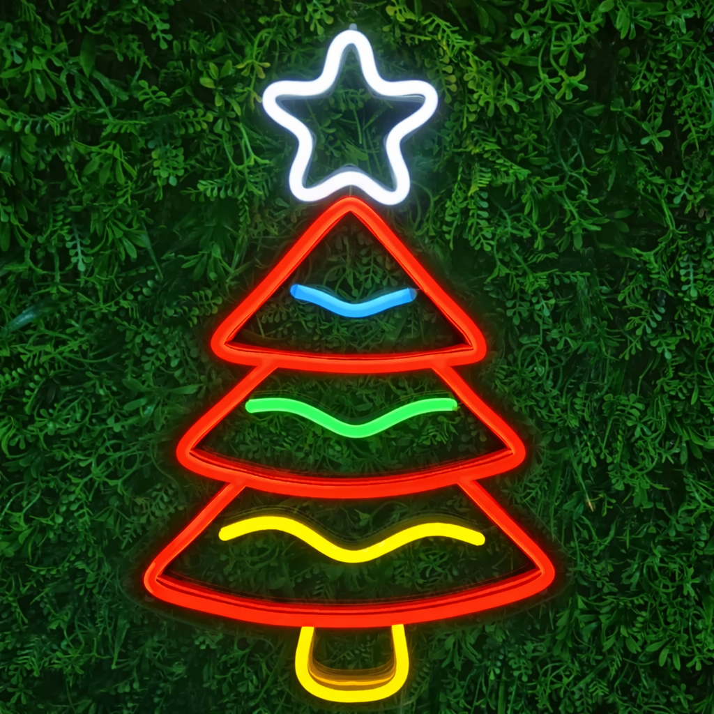 LED Christmas Tree Neon Sign Multi-Color Wall Light Décor