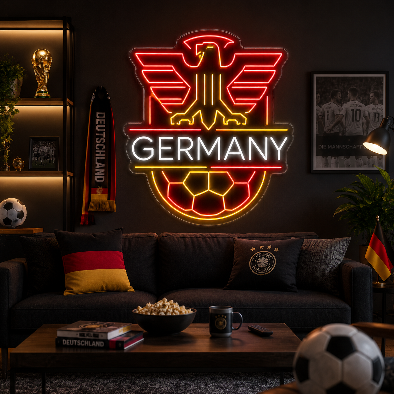Germany Soccer LED Neon Sign German Eagle Football Neon Light Wall Decor for Sports Bar Game Room