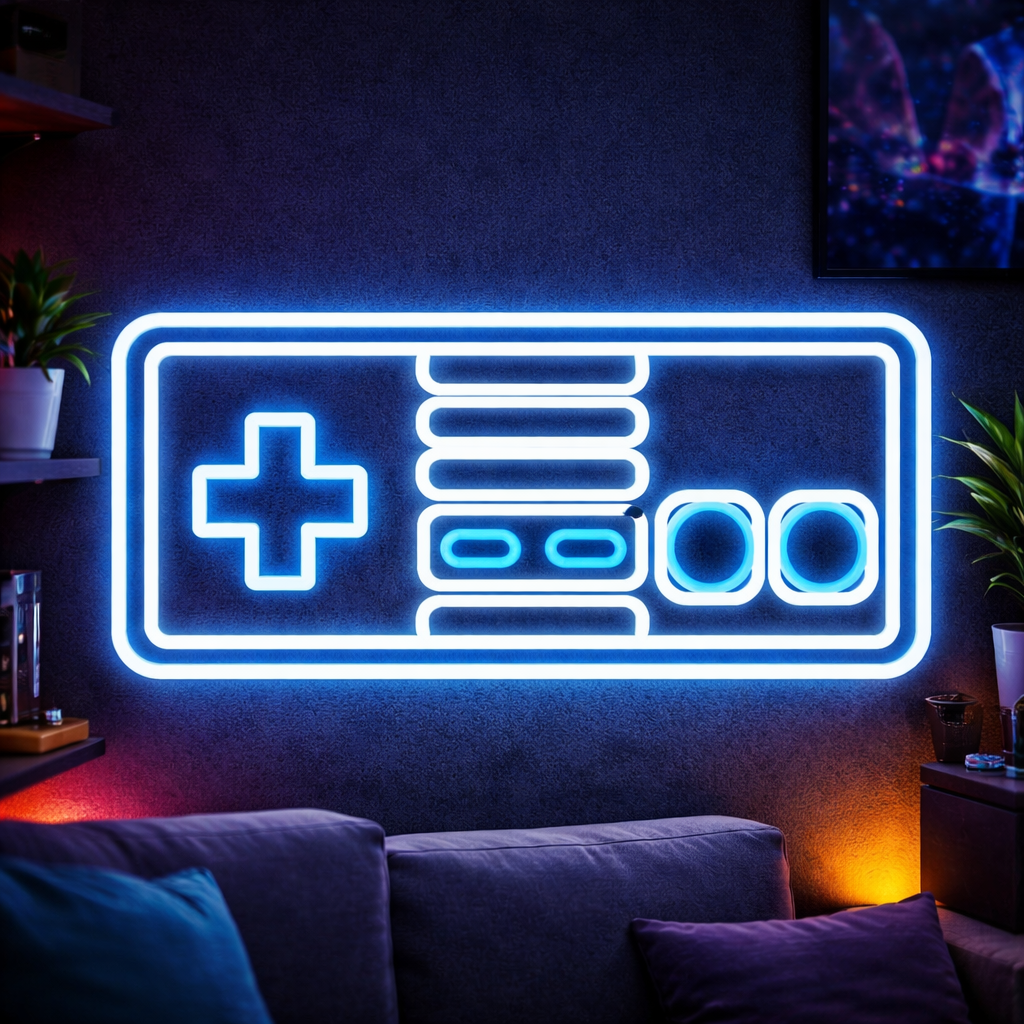 Retro Game Controller LED Neon Sign for Gaming Room & Wall Decor