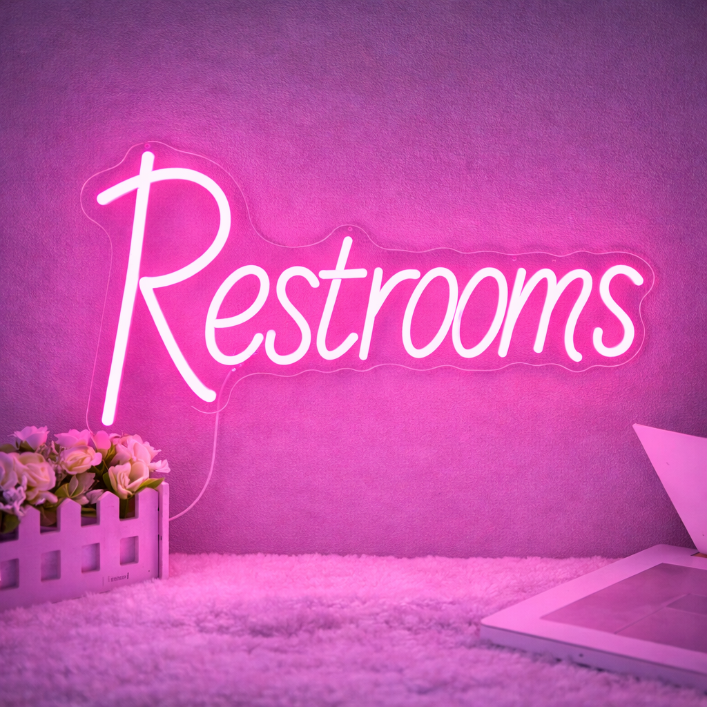 Restrooms LED Neon Sign Wall Decoration Commercial Home Bar