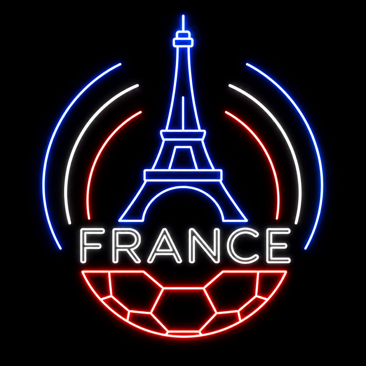 France Eiffel Tower Soccer LED Neon Sign French Football Neon Light Wall Decor for Sports Bar Game Room