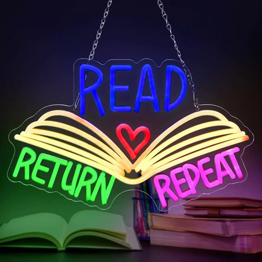 Personalized Classroom Read Return Repeat LED Neon Sign for Library Study Room Decor