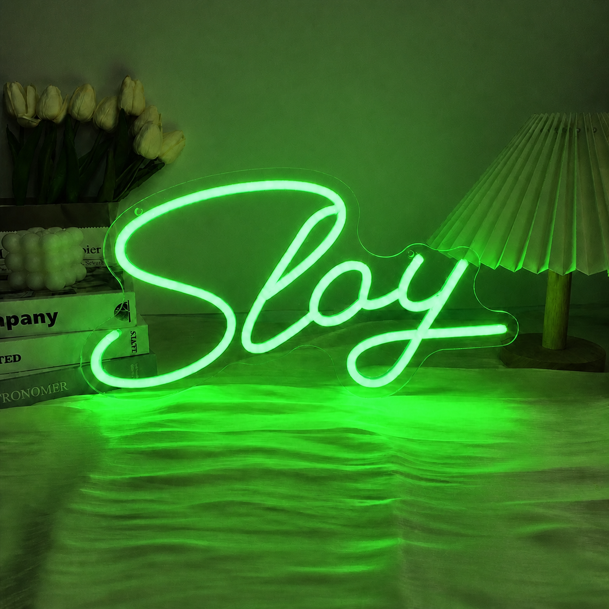 Slay LED Neon Sign Pink Script Neon Light Wall Decor for Bedroom Beauty Room Salon