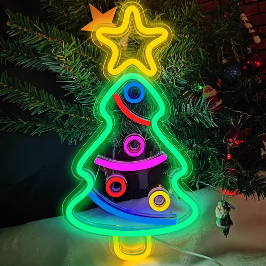 Colorful Christmas Tree Neon Sign LED Wall Light for Holiday Decor