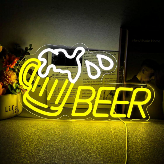 Cheers Beer Mug LED Neon Sign for Home Bar and Party Decor
