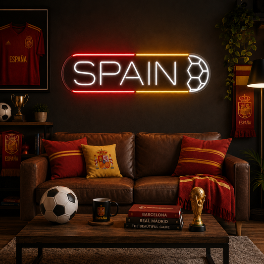 Spain Soccer LED Neon Sign Spanish Football Neon Light Wall Decor for Sports Bar Game Room