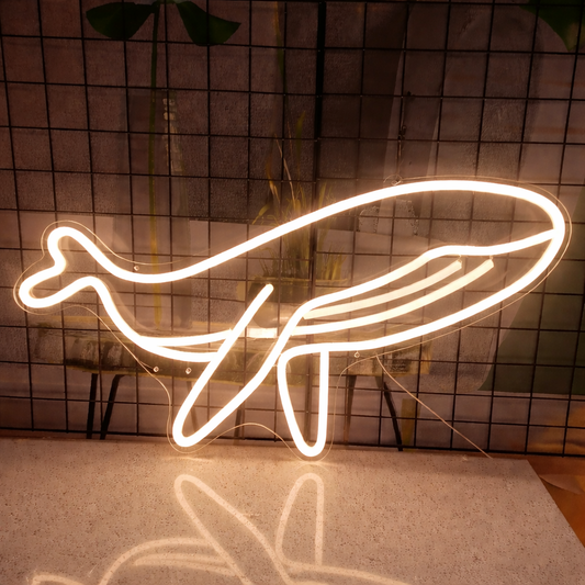 Minimalist Whale LED Neon Sign for Ocean Theme Bedroom Wall Decor