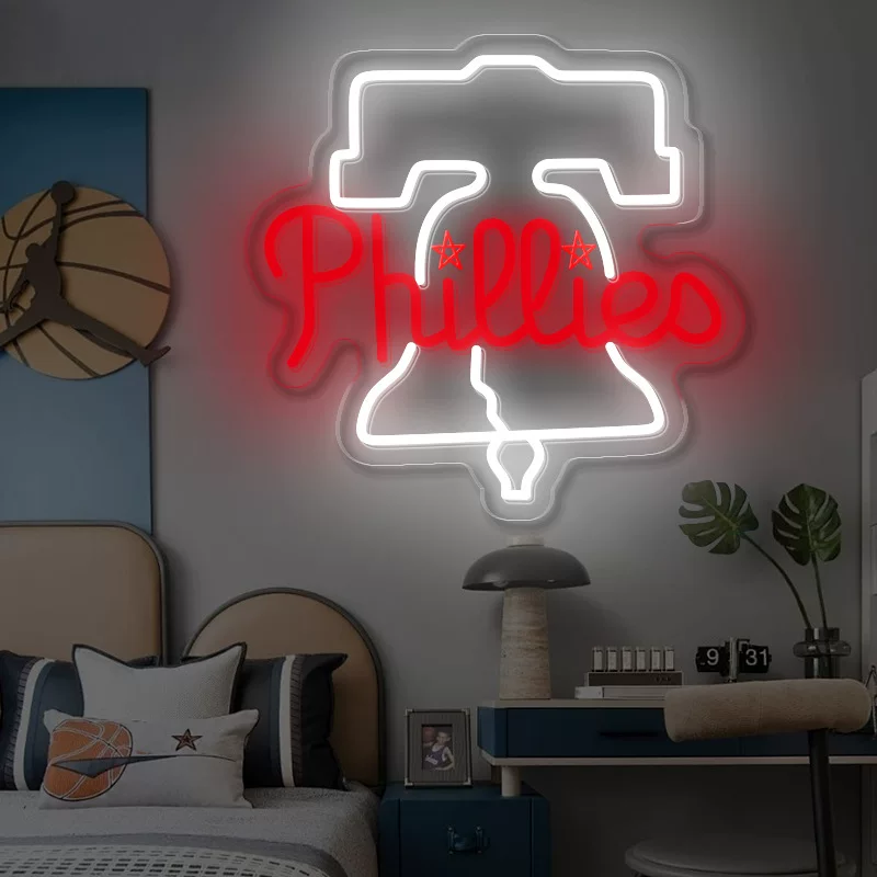 Philadelphia Phillies LED Neon Sign Liberty Bell Neon Light Wall Decor for Bedroom Game Room Sports Fans