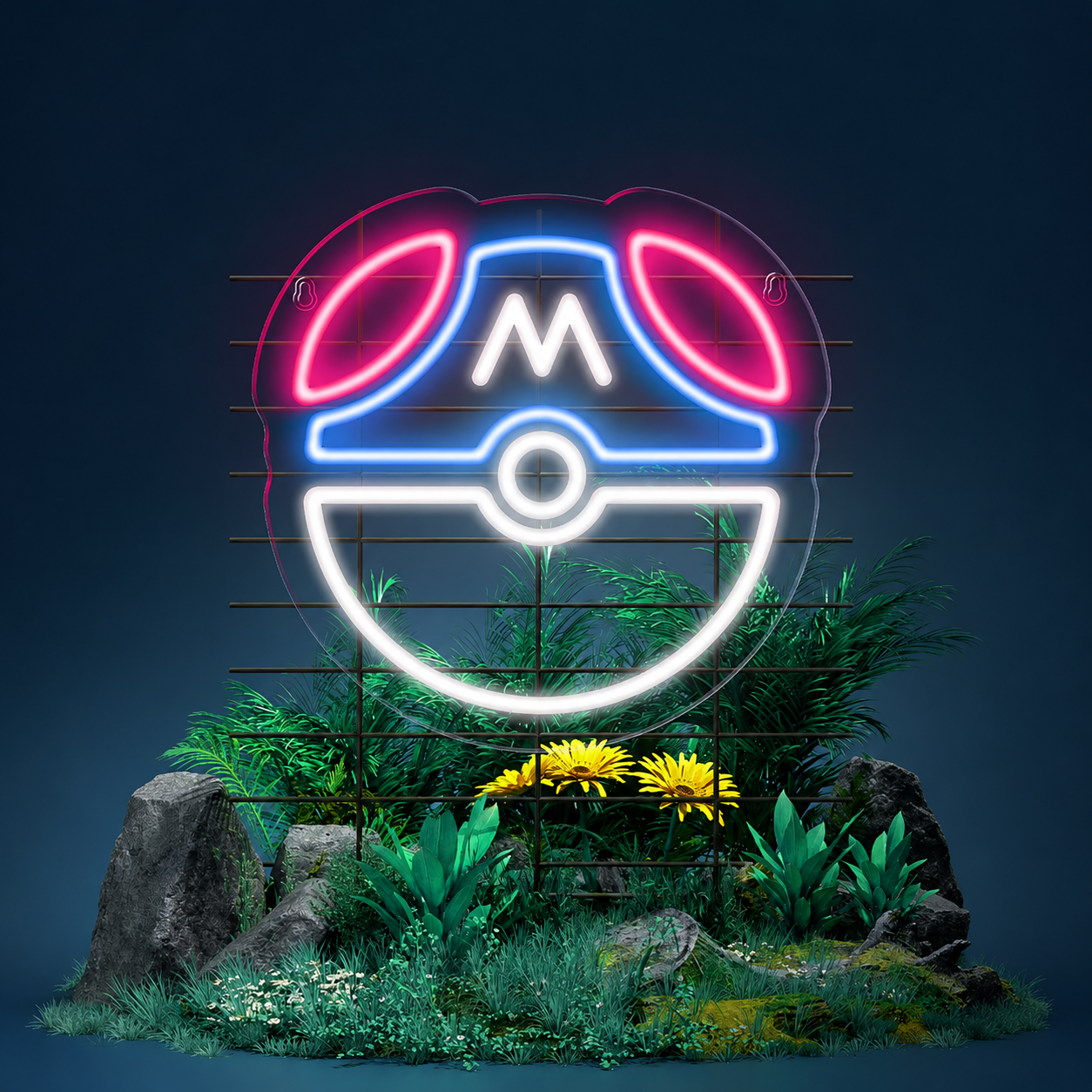 Master Ball LED Neon Sign Game Style Blue Pink Neon Light Wall Decor for Bedroom Gaming Room