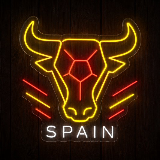 Spain Bull LED Neon Sign Spanish Football Fan Neon Light Wall Decor for Sports Bar Game Room