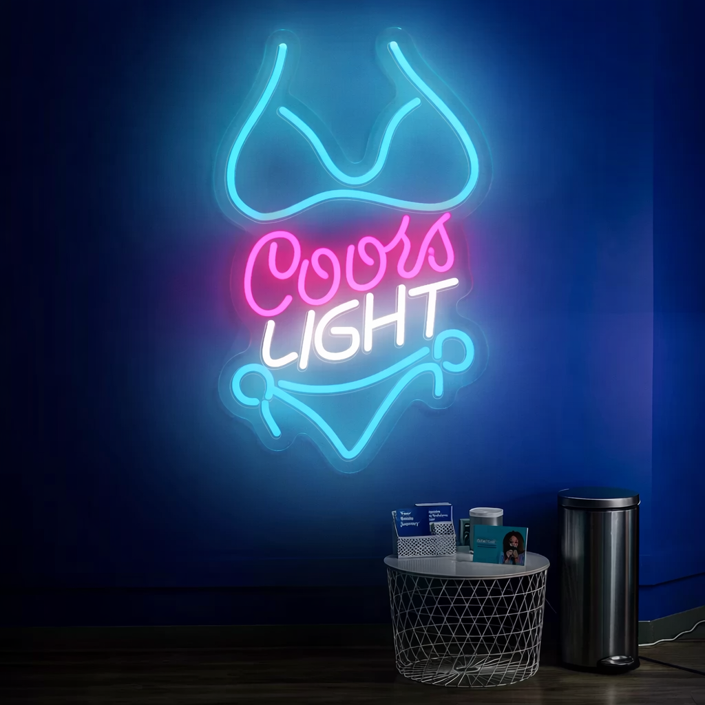 Beer Bar LED Neon Sign Bikini Outline Wall Light for Home Bar Decor