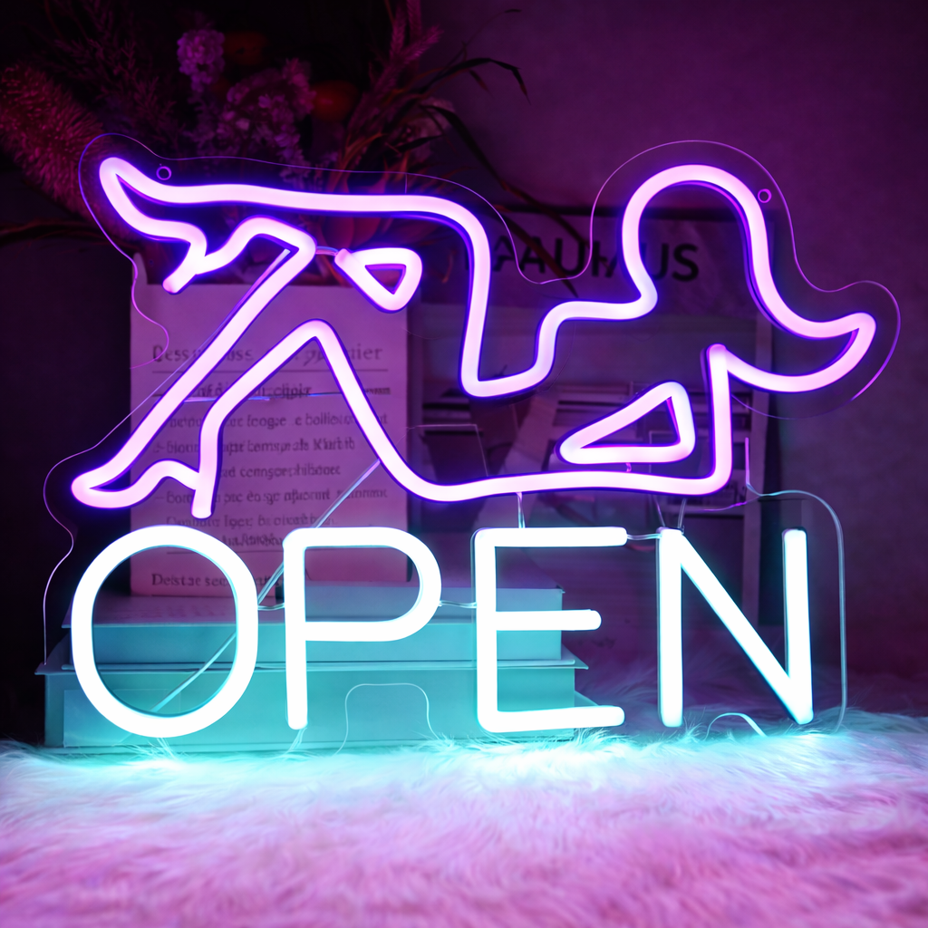 Sexy Lady LED Neon Sign “Open” Wall Light for Bar Bedroom Decor