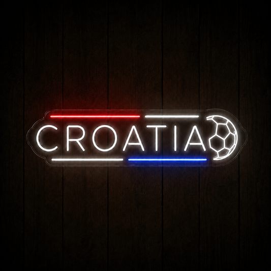 Croatia Soccer LED Neon Sign Croatian Flag Football Neon Light Wall Decor for Sports Bar Game Room