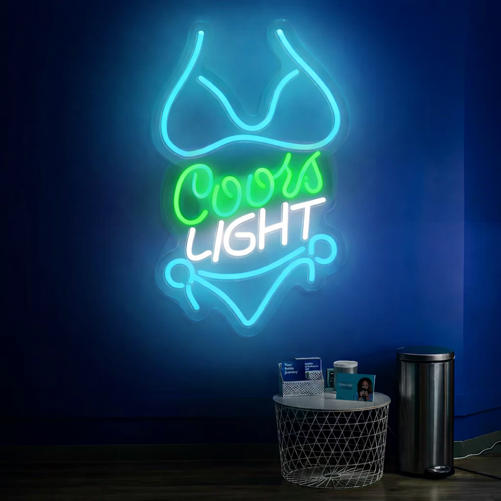 Beer Bar LED Neon Sign Bikini Outline Wall Light for Home Bar Decor