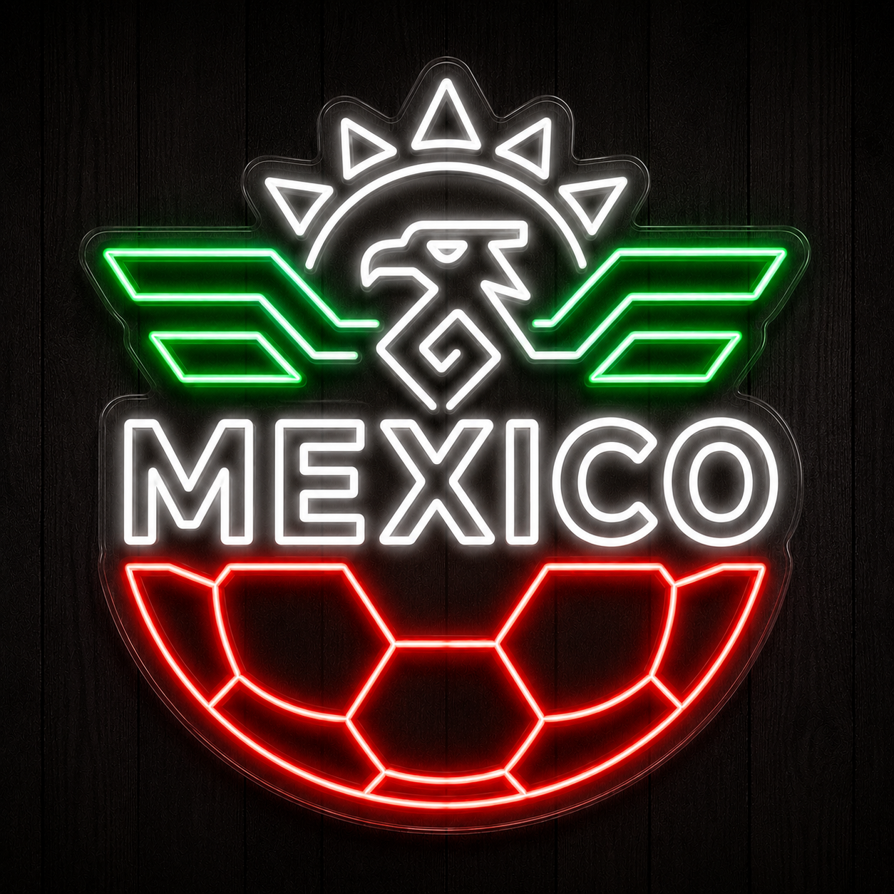 Mexico Soccer LED Neon Sign Mexican Football Neon Light Wall Decor for Sports Bar Game Room