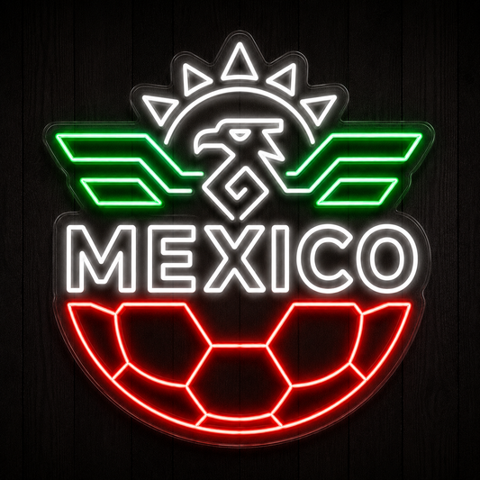 Mexico Soccer LED Neon Sign Mexican Football Neon Light Wall Decor for Sports Bar Game Room