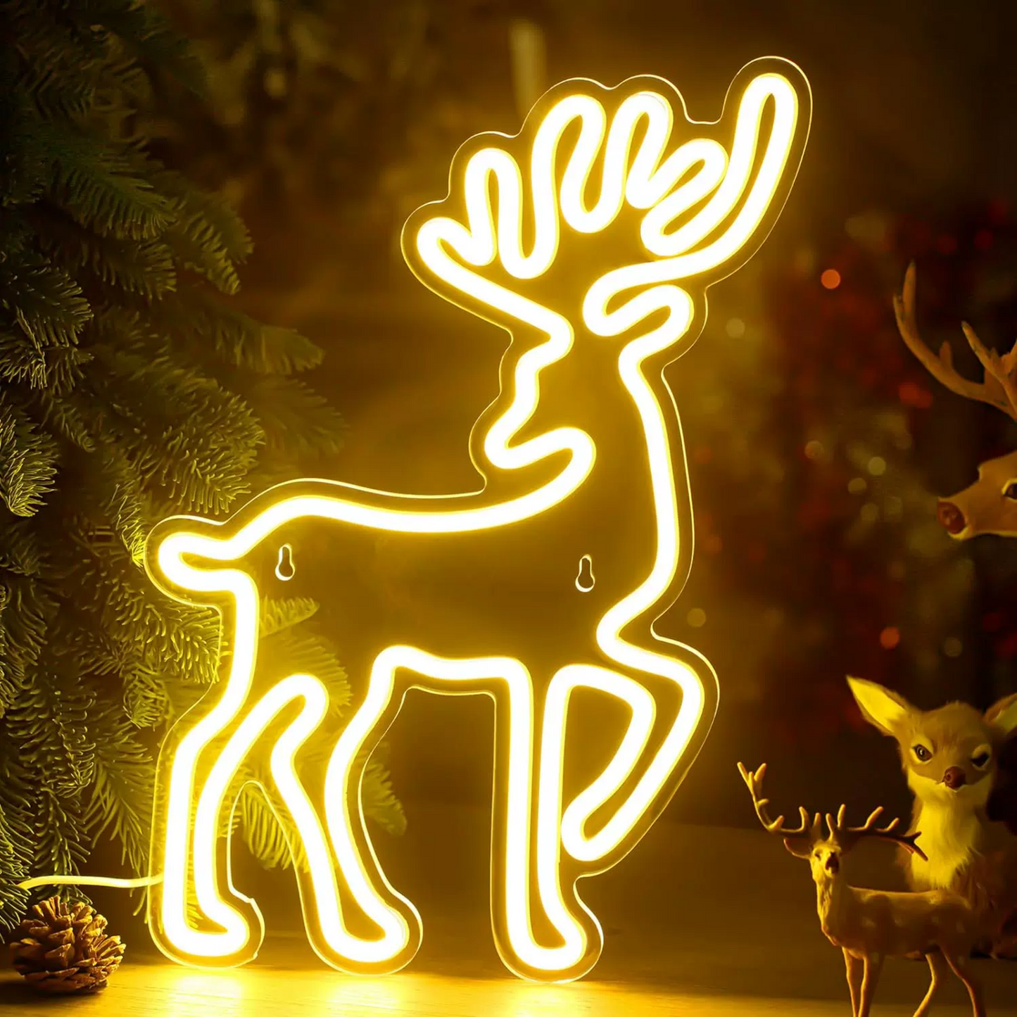 Christmas Reindeer Neon Sign LED Wall Light for Holiday Decor