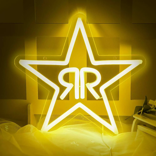 Rockstar Star Logo LED Neon Sign for Gaming Room and Bar Decor