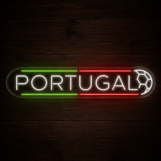 Portugal Soccer LED Neon Sign Portuguese Football Neon Light Wall Decor for Sports Bar Game Room