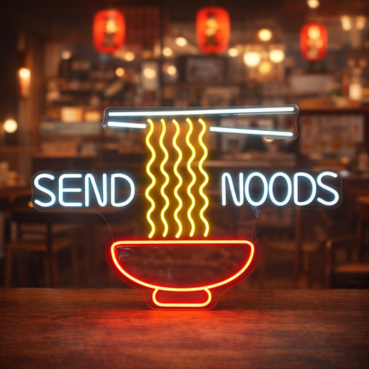 Send Noods LED Neon Sign Funny Ramen Neon Light for Restaurant Bar Wall Decor