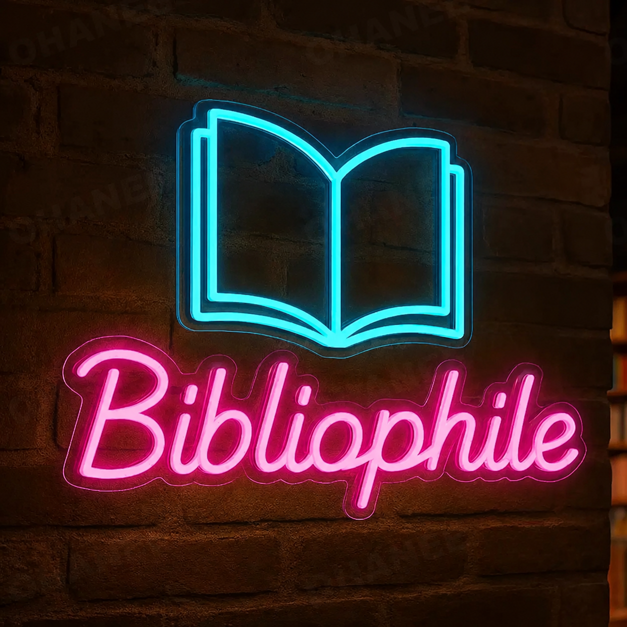 Bibliophile LED Neon Sign Book Lover Wall Decor Light for Library Bedroom Reading Room