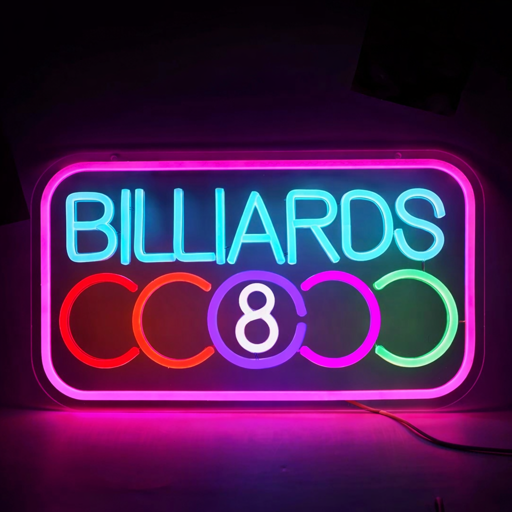 Pool Zone Billiards LED Neon Sign for Bar Game Room Wall Decor