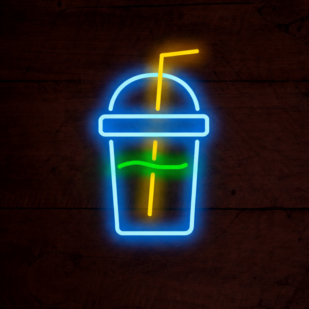 Minimalist Drink Cup LED Neon Sign for Cafe and Juice Bar Decor