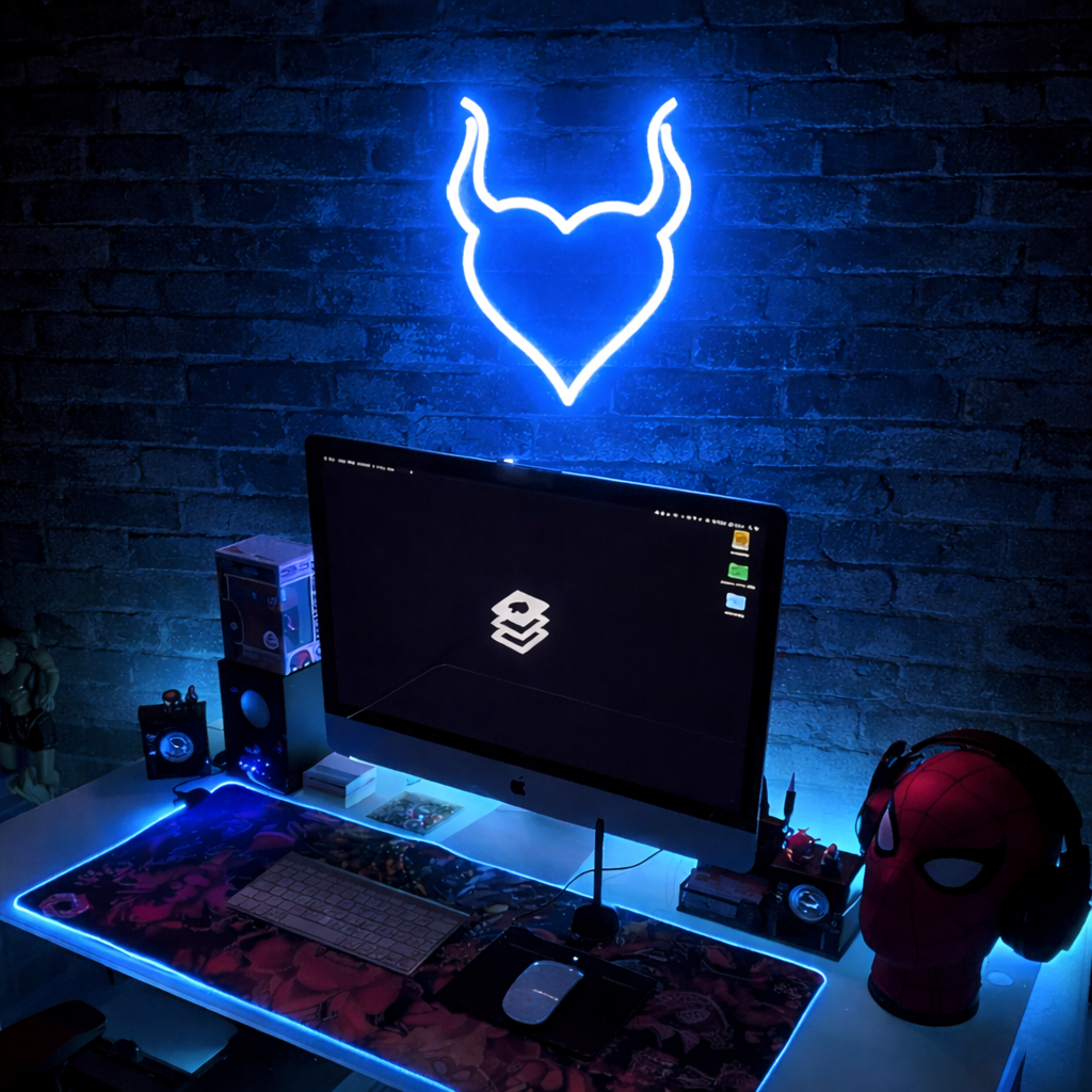 Devil Heart LED Neon Sign for Gaming Room Aesthetic Red Wall Decor Light