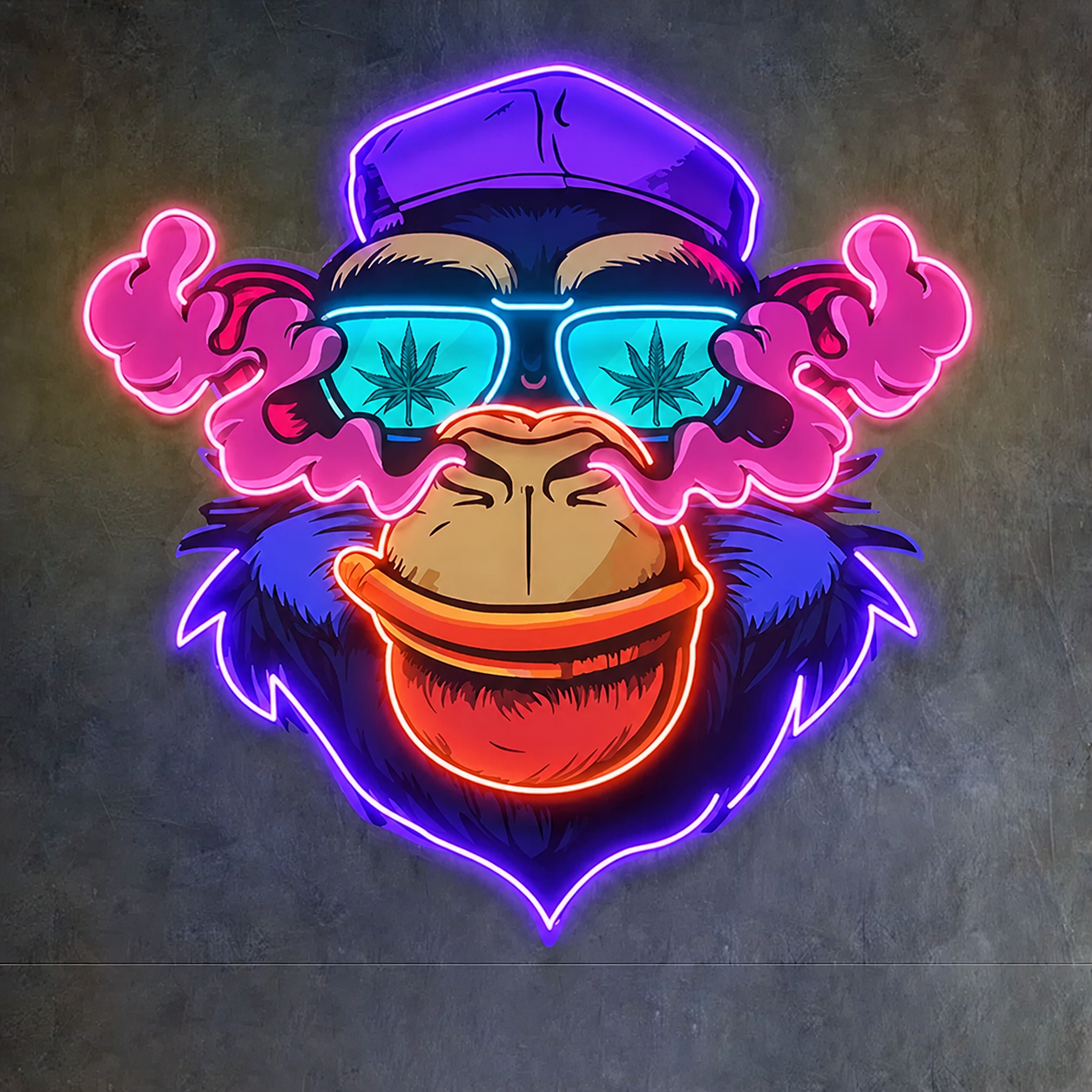 Monkey LED Neon Sign with Sunglasses Funky Animal Neon Light Wall Decor for Bedrooms Game Rooms Bars