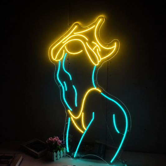 Female Body LED Neon Sign Pink Blue Artistic Silhouette Neon Light Wall Decor for Bedroom Salon Bar