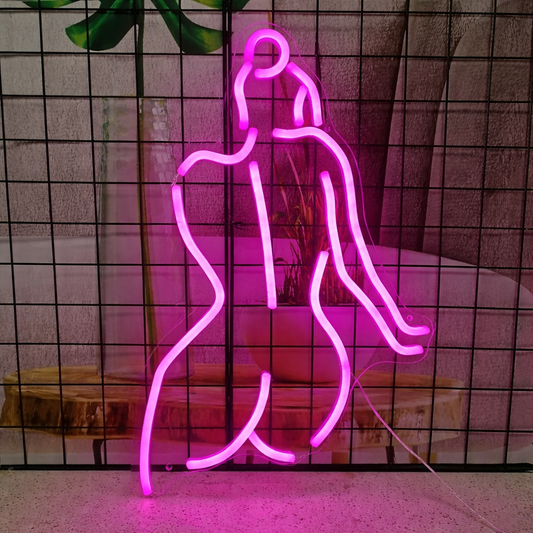 Minimalist Female Figure LED Neon Sign Pink Body Outline Neon Light for Bedroom Decor