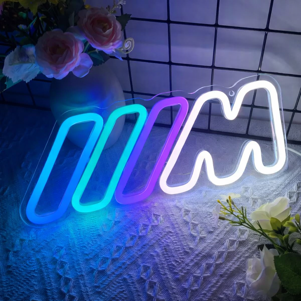 RGB Sport Stripe M Style LED Neon Sign for Garage Car Room Wall Decor