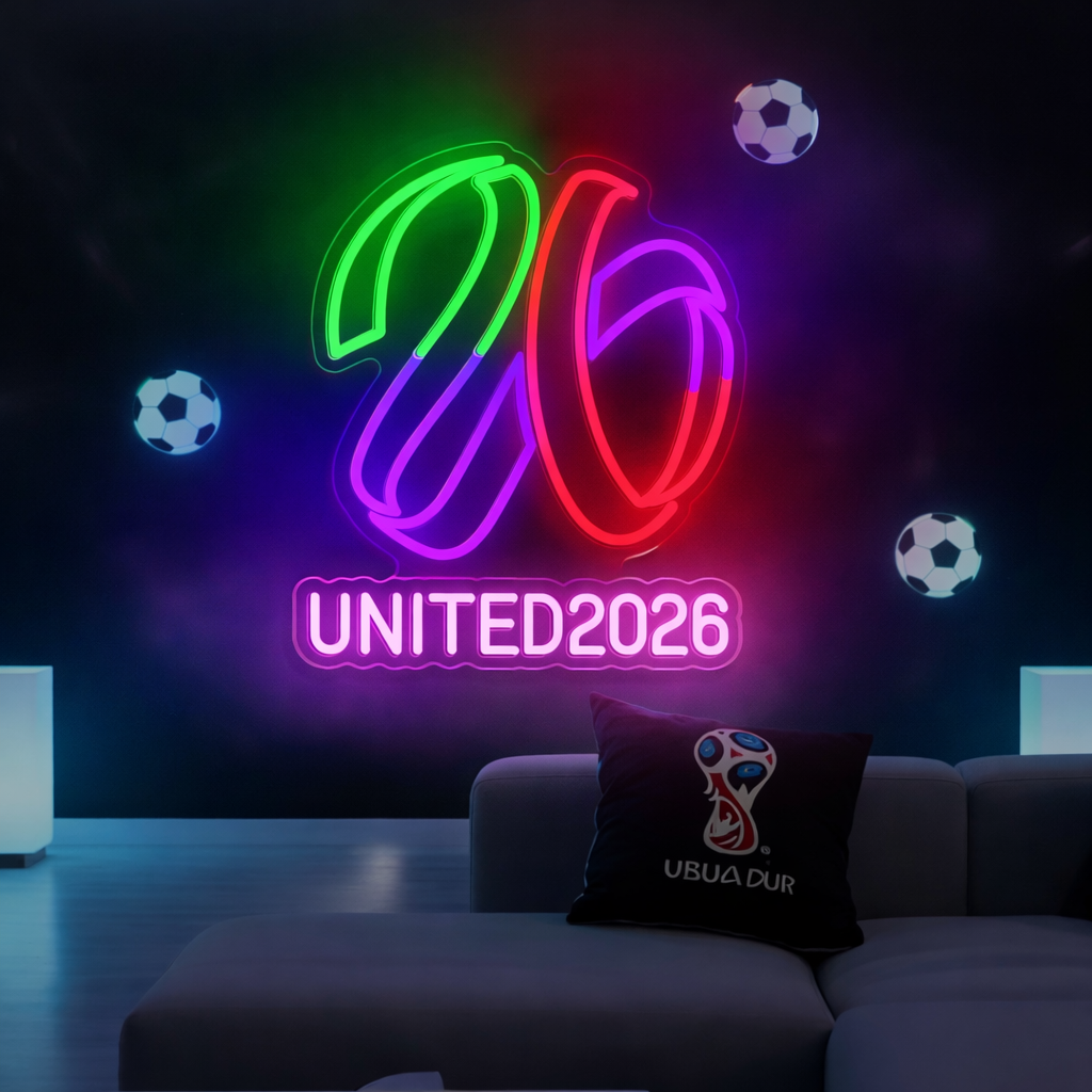 United 2026 Football LED Neon Sign for Game Room Sports Wall Decor Light