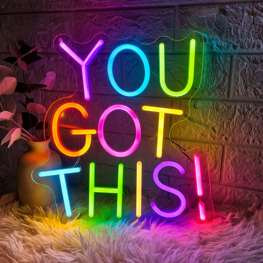 You Got This LED Neon Sign Colorful Motivational Quote Light for Bedroom Office Decor