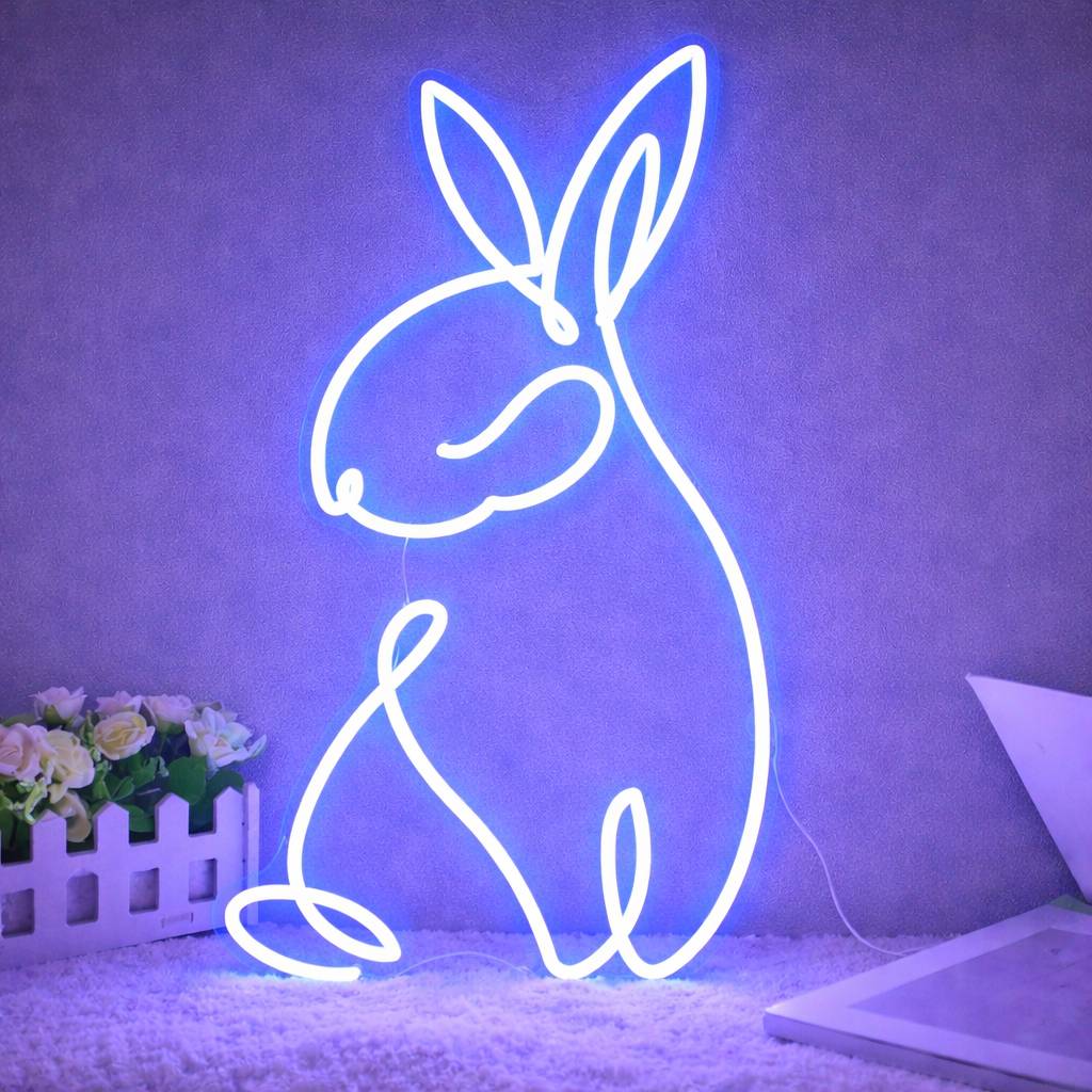 Rabbit LED Neon Sign Bunny Neon Light for Room Wall Decor Kids Room Easter Decor
