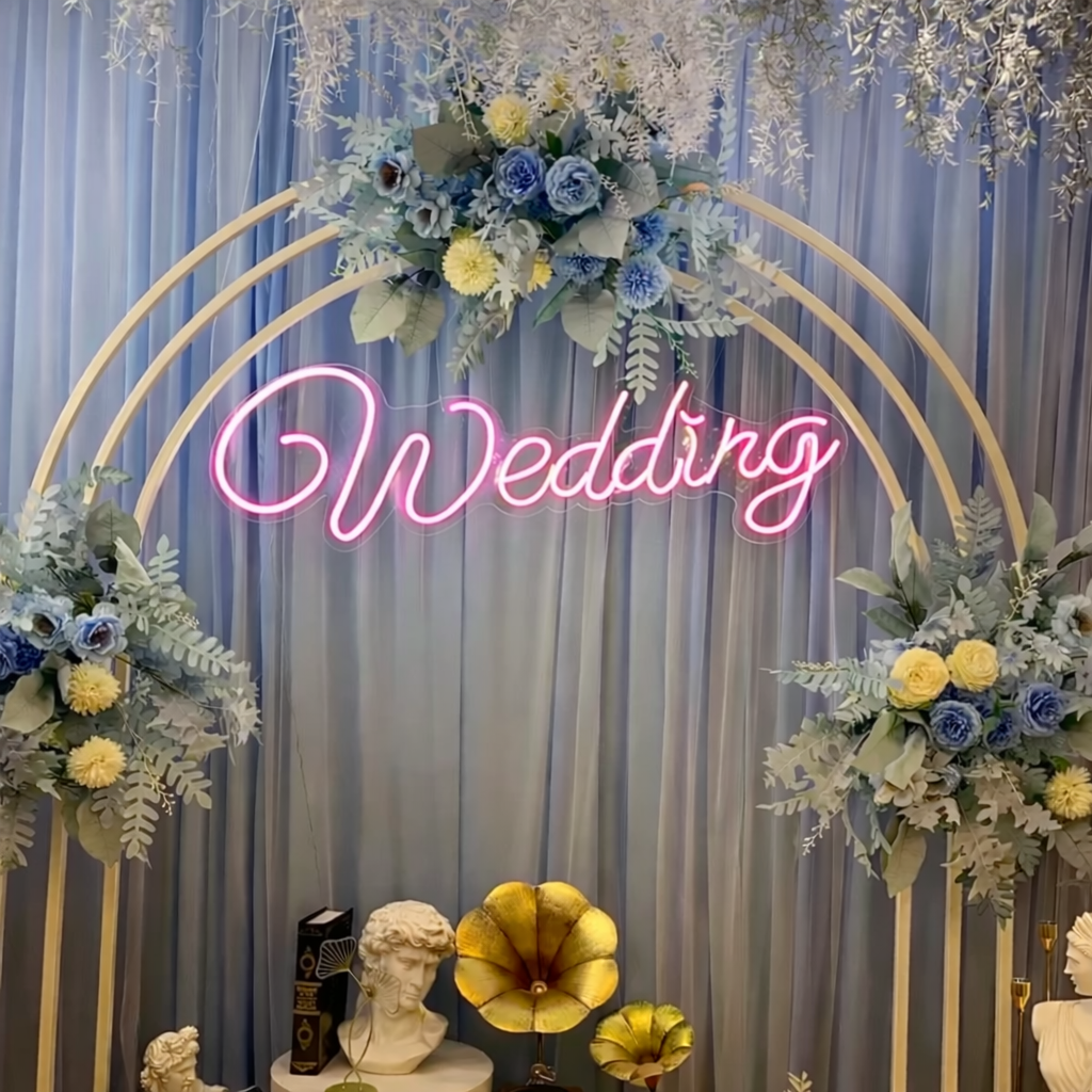 Wedding Script LED Neon Sign Elegant Warm White Neon Light for Wedding Backdrop Reception Decor