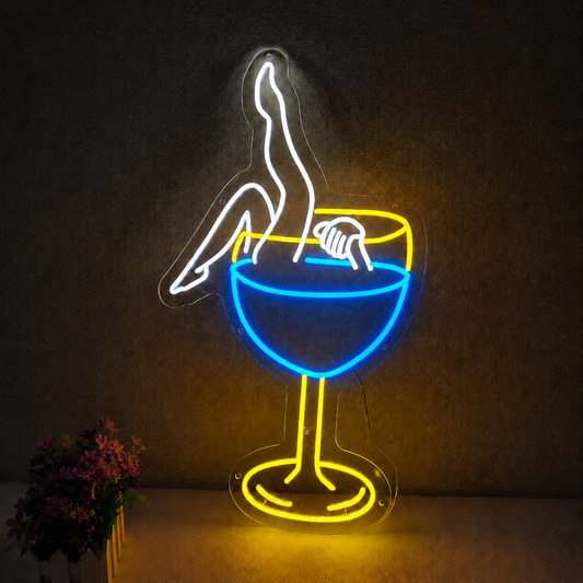 Cocktail LED Neon Sign Red Yellow Martini Neon Light Wall Decor for Bar Cafe Bedroom