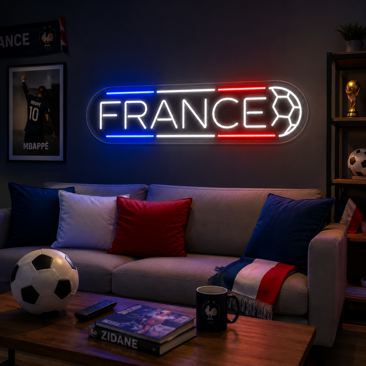 France Soccer LED Neon Sign French Football Neon Light Wall Decor for Sports Bar Game Room